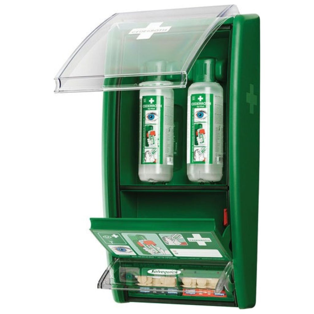 The Cederroth Eyewash Station is known as the world’s smallest eye emergency department. It features a hygienic door and uses a buffered liquid to increase the chances of saving your eyes.