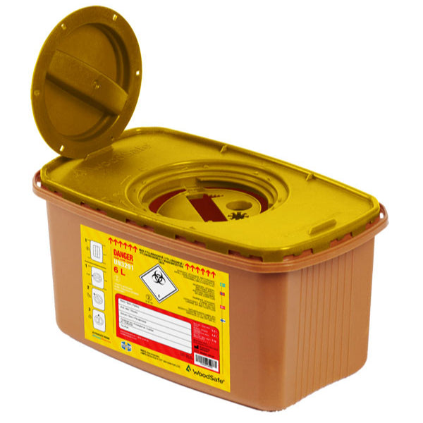WOODSAFE SHARPS BIN LID AND SCREW FIT CAP 6 LITRE