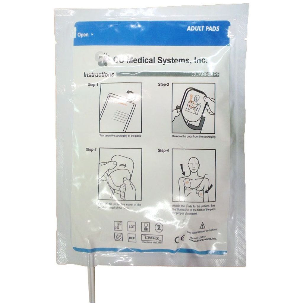 Package of Co-Medical Systems, Inc. adult pads with instructions on a white background